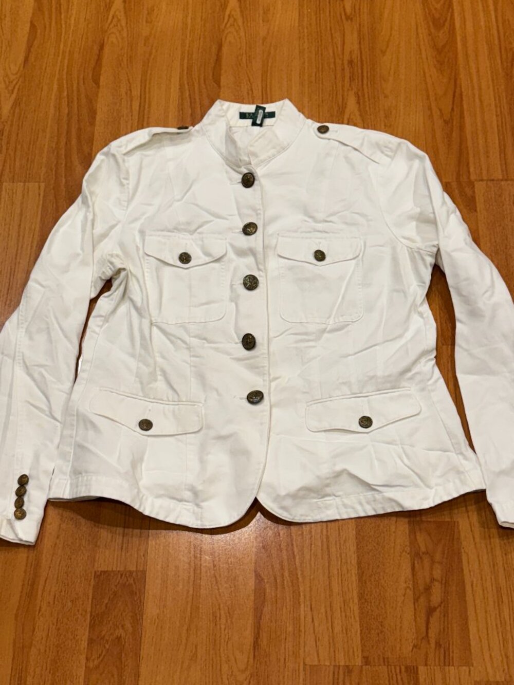 Lauren Ralph Lauren Women's White Military Safari Utility Jacket Cotton Size XL